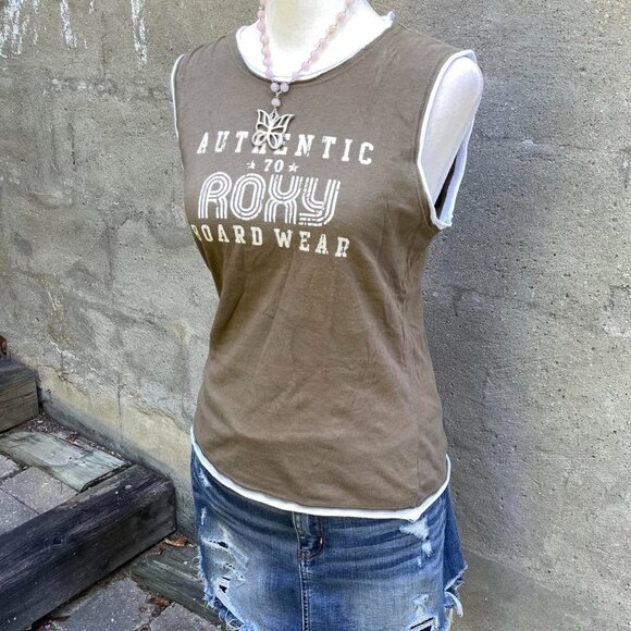Vintage Y2K Khaki Roxy Tank Top - Picture 3 of 5